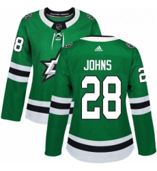 Womens Adidas Dallas Stars 28 Stephen Johns Premier Green Home NHL Jersey 