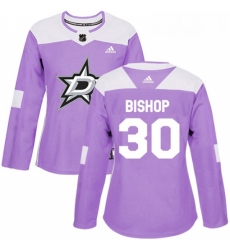Womens Adidas Dallas Stars 30 Ben Bishop Authentic Purple Fights Cancer Practice NHL Jersey 