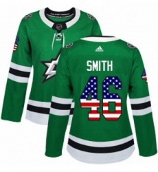 Womens Adidas Dallas Stars 46 Gemel Smith Authentic Green USA Flag Fashion NHL Jersey 