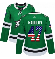 Womens Adidas Dallas Stars 47 Alexander Radulov Authentic Green USA Flag Fashion NHL Jersey 