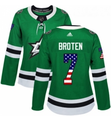 Womens Adidas Dallas Stars 7 Neal Broten Authentic Green USA Flag Fashion NHL Jersey 
