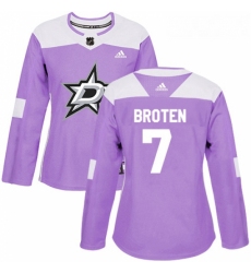 Womens Adidas Dallas Stars 7 Neal Broten Authentic Purple Fights Cancer Practice NHL Jersey 