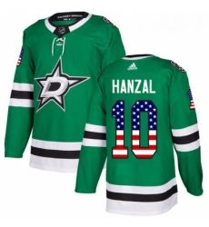 Youth Adidas Dallas Stars 10 Martin Hanzal Authentic Green USA Flag Fashion NHL Jersey 