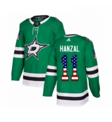 Youth Adidas Dallas Stars 11 Martin Hanzal Authentic Green USA Flag Fashion NHL Jersey 