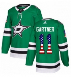 Youth Adidas Dallas Stars 11 Mike Gartner Authentic Green USA Flag Fashion NHL Jersey 