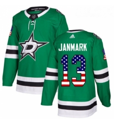 Youth Adidas Dallas Stars 13 Mattias Janmark Authentic Green USA Flag Fashion NHL Jersey 