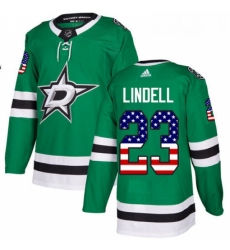 Youth Adidas Dallas Stars 23 Esa Lindell Authentic Green USA Flag Fashion NHL Jersey 