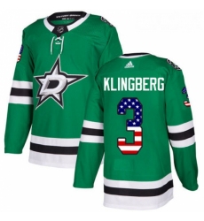 Youth Adidas Dallas Stars 3 John Klingberg Authentic Green USA Flag Fashion NHL Jersey 