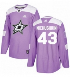Youth Adidas Dallas Stars 43 Valeri Nichushkin Authentic Purple Fights Cancer Practice NHL Jersey 
