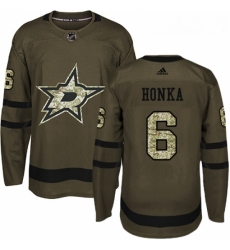 Youth Adidas Dallas Stars 6 Julius Honka Authentic Green Salute to Service NHL Jersey 