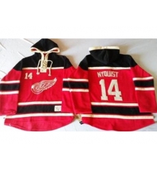 Detroit Red Wings 14 Gustav Nyquist Red Sawyer Hooded Sweatshirt Stitched NHL Jersey