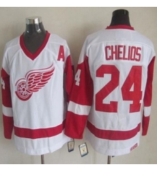 Detroit Red Wings #24 Chris Chelios White CCM Throwback Stitched NHL Jersey