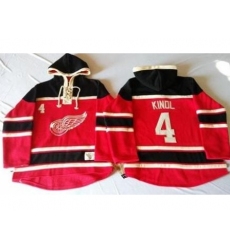 Detroit Red Wings 4 Jakub Kindl Red Sawyer Hooded Sweatshirt Stitched NHL Jersey