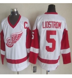 Detroit Red Wings #5 Nicklas Lidstrom White CCM Throwback Stitched NHL Jersey