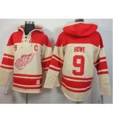 Detroit Red Wings #9 Gordie Howe Cream Stitched NHL Sawyer Hooded Sweatshirt