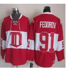 Detroit Red Wings #91 Sergei Fedorov Red Winter Classic CCM Throwback Stitched NHL Jersey