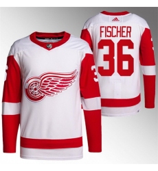 Men Detroit Red Wings 36 Christian Fischer White Stitched Jersey