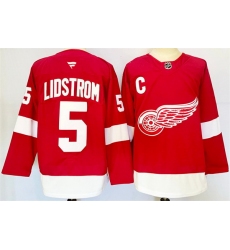 Men Detroit Red Wings 5 Nicklas Lidstr F6m Red 2024 25 Stitched Jersey