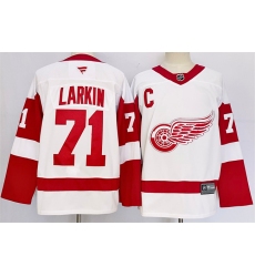 Men Detroit Red Wings 71 Dylan Larkin White 2024 25 Stitched Jersey