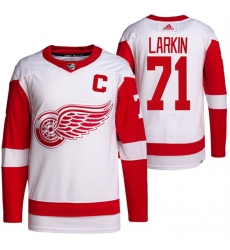 Men Detroit Red Wings 71 Dylan Larkin White Stitched Jersey