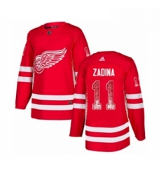 Mens Adidas Detroit Red Wings 11 Filip Zadina Authentic Red Drift Fashion NHL Jersey 