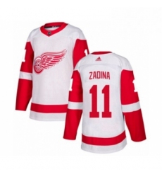Mens Adidas Detroit Red Wings 11 Filip Zadina Authentic White Away NHL Jersey 