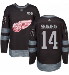Mens Adidas Detroit Red Wings 14 Brendan Shanahan Authentic Black 1917 2017 100th Anniversary NHL Jersey 