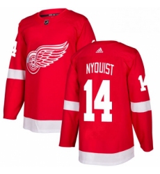 Mens Adidas Detroit Red Wings 14 Gustav Nyquist Authentic Red Home NHL Jersey 