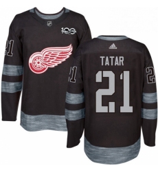 Mens Adidas Detroit Red Wings 21 Tomas Tatar Premier Black 1917 2017 100th Anniversary NHL Jersey 