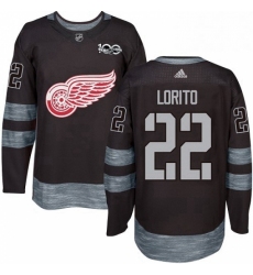 Mens Adidas Detroit Red Wings 22 Matthew Lorito Authentic Black 1917 2017 100th Anniversary NHL Jersey 