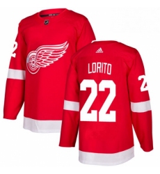 Mens Adidas Detroit Red Wings 22 Matthew Lorito Premier Red Home NHL Jersey 