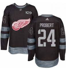 Mens Adidas Detroit Red Wings 24 Bob Probert Premier Black 1917 2017 100th Anniversary NHL Jersey 