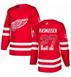 Mens Adidas Detroit Red Wings 27 Michael Rasmussen Authentic Red Drift Fashion NHL Jersey 