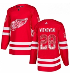 Mens Adidas Detroit Red Wings 28 Luke Witkowski Authentic Red Drift Fashion NHL Jersey 