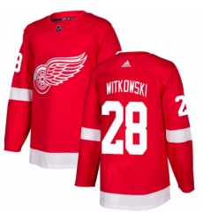 Mens Adidas Detroit Red Wings 28 Luke Witkowski Authentic Red Home NHL Jersey 