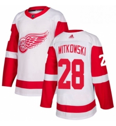 Mens Adidas Detroit Red Wings 28 Luke Witkowski Authentic White Away NHL Jersey 