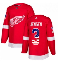 Mens Adidas Detroit Red Wings 3 Nick Jensen Authentic Red USA Flag Fashion NHL Jersey 