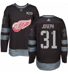 Mens Adidas Detroit Red Wings 31 Curtis Joseph Authentic Black 1917 2017 100th Anniversary NHL Jersey 