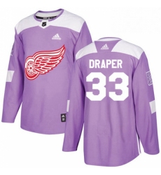 Mens Adidas Detroit Red Wings 33 Kris Draper Authentic Purple Fights Cancer Practice NHL Jersey 