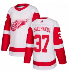 Mens Adidas Detroit Red Wings 37 Evgeny Svechnikov Authentic White Away NHL Jersey 