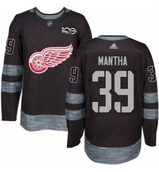 Mens Adidas Detroit Red Wings 39 Anthony Mantha Authentic Black 1917 2017 100th Anniversary NHL Jersey 