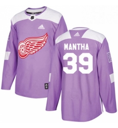 Mens Adidas Detroit Red Wings 39 Anthony Mantha Authentic Purple Fights Cancer Practice NHL Jersey 