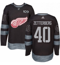 Mens Adidas Detroit Red Wings 40 Henrik Zetterberg Premier Black 1917 2017 100th Anniversary NHL Jersey 