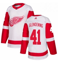 Mens Adidas Detroit Red Wings 41 Luke Glendening Authentic White Away NHL Jersey 