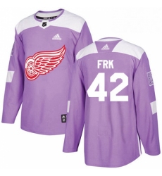 Mens Adidas Detroit Red Wings 42 Martin Frk Authentic Purple Fights Cancer Practice NHL Jersey 