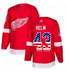 Mens Adidas Detroit Red Wings 43 Darren Helm Authentic Red USA Flag Fashion NHL Jersey 