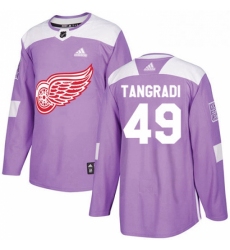 Mens Adidas Detroit Red Wings 49 Eric Tangradi Authentic Purple Fights Cancer Practice NHL Jersey 