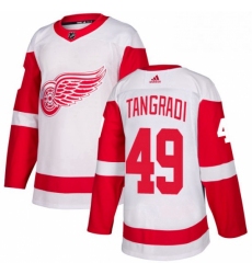Mens Adidas Detroit Red Wings 49 Eric Tangradi Authentic White Away NHL Jersey 