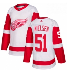 Mens Adidas Detroit Red Wings 51 Frans Nielsen Authentic White Away NHL Jersey 