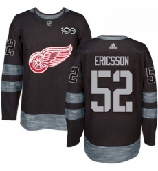 Mens Adidas Detroit Red Wings 52 Jonathan Ericsson Authentic Black 1917 2017 100th Anniversary NHL Jersey 